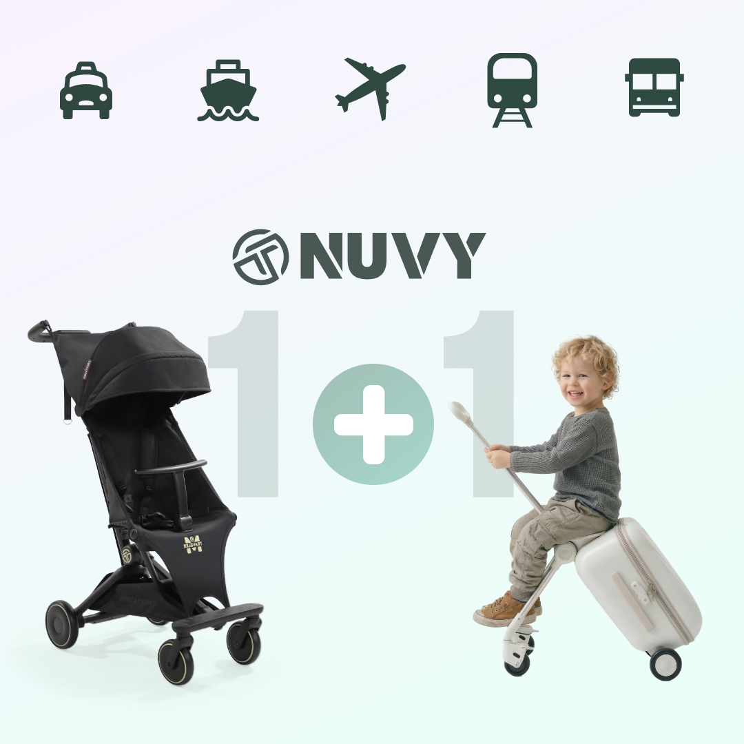 NUVY 1+1 트래블 기획세트 누비 트래블러T 타는 캐리어+트라이크 휴대용 유모차 여행 - 상세 이미지 4