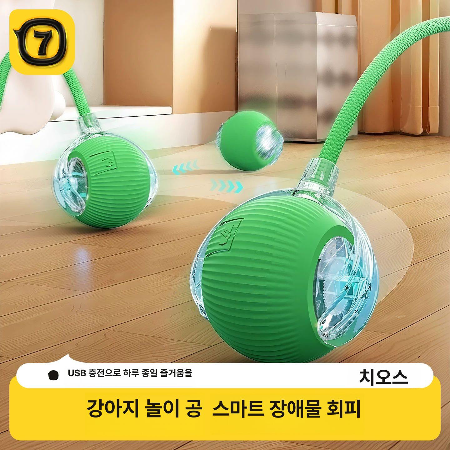 자동 강아지 산책 공 내구성 소형견 삑삑이 그린 롱 로프 - 상세 이미지 2