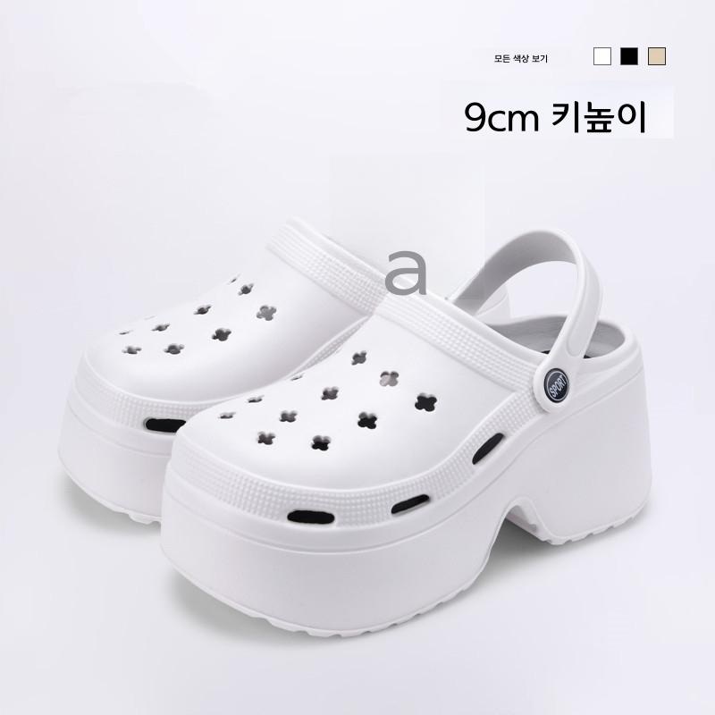 여성 플랫폼 샌들 키높이 여름 통기성 슈즈 검정색 35-36 - 상세 이미지 3