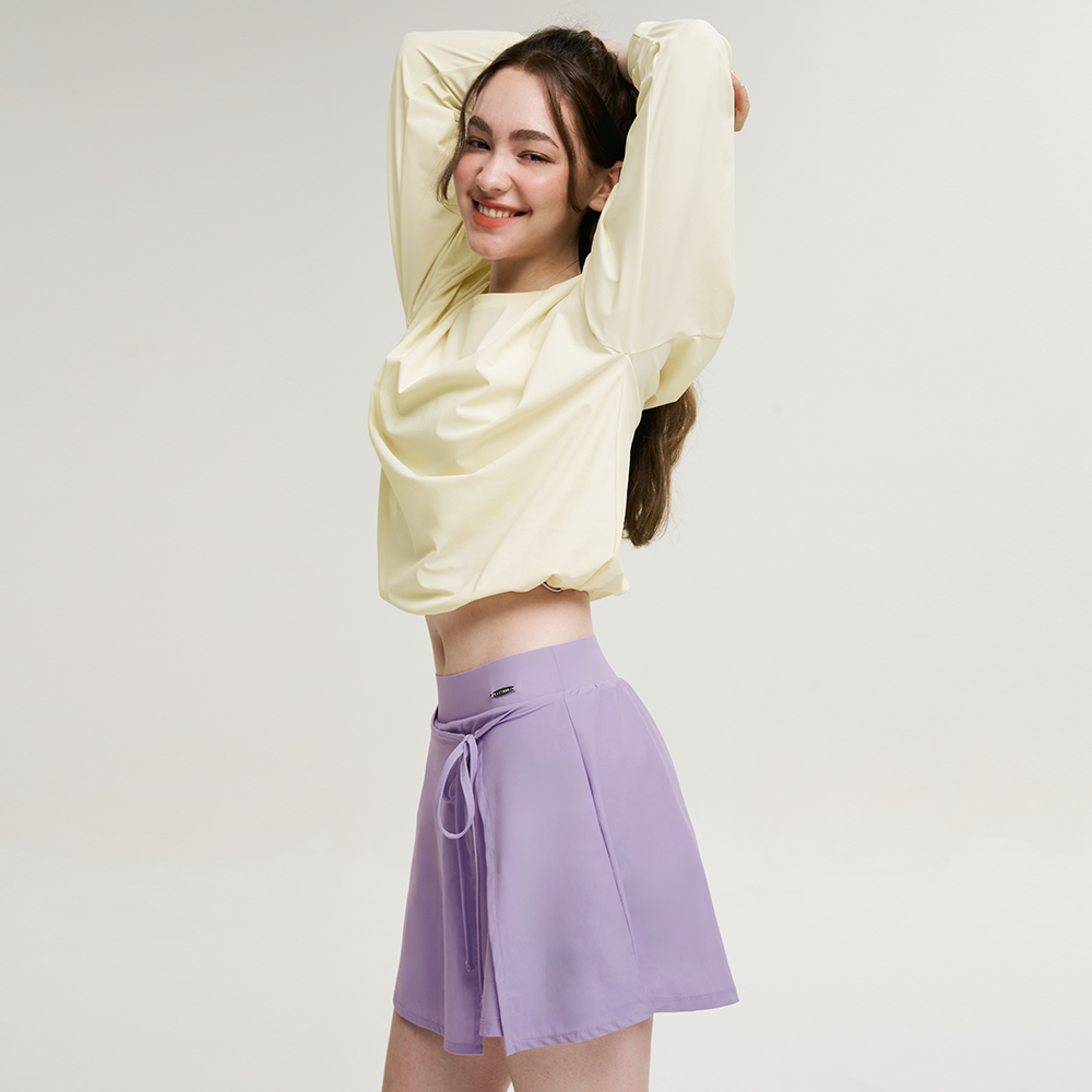 여성 에어파스텔 래쉬가드 상하세트 긴팔 스트링 랩스커트 체형커버 루즈핏 (4컬러) 이미지 7