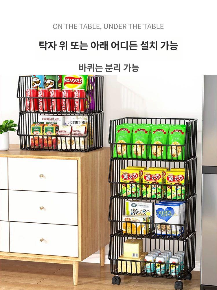 이동식 세탁바구니 바퀴 수납 4단 서랍 접이식 빨래통 정리 카트 - 상세 이미지 2