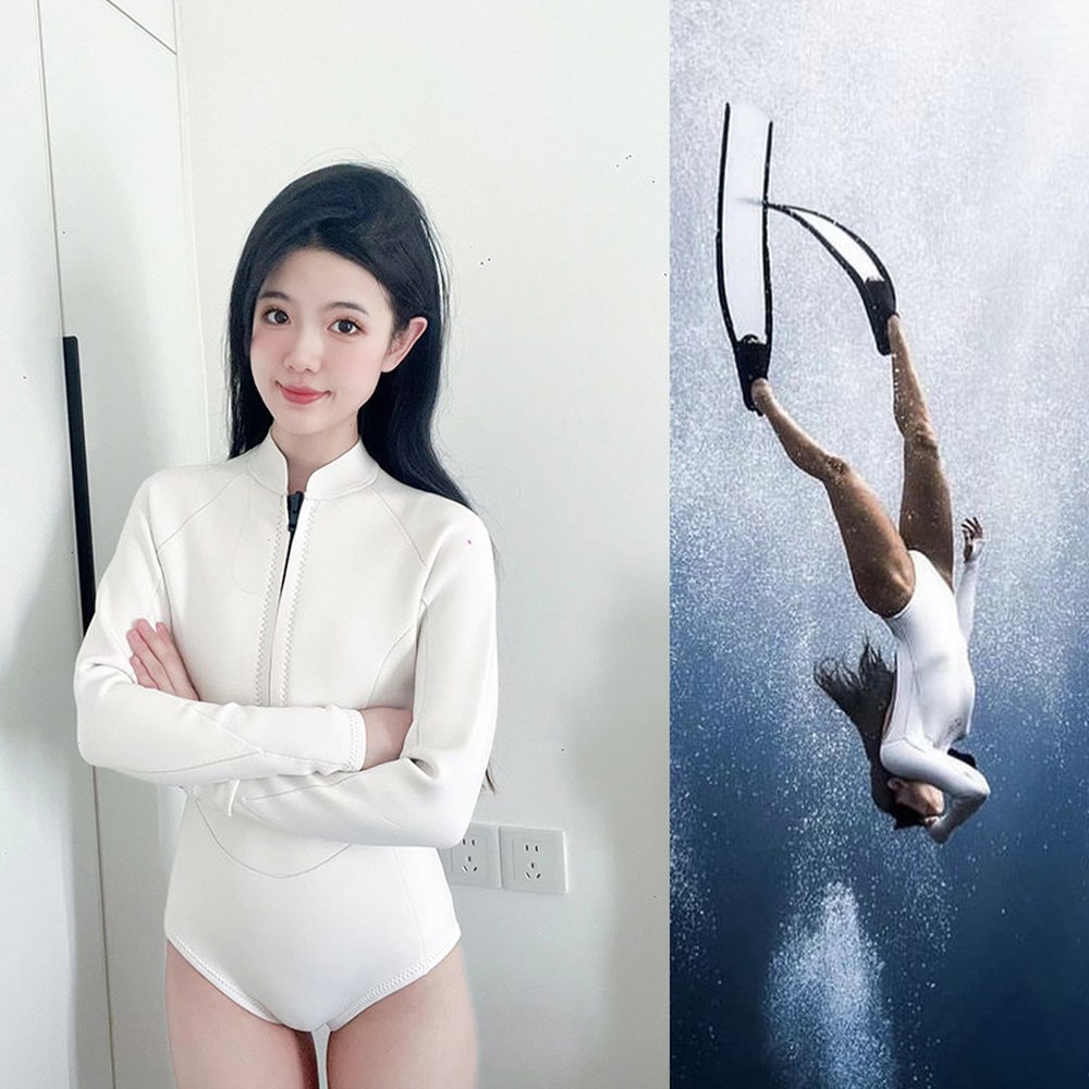스쿠버 프리다이빙수영복 잠수복 다이빙 서핑복 반팔 서핑 스노클링 긴팔 남여 착용 수영복 흰 양말 S - 상세 이미지 2