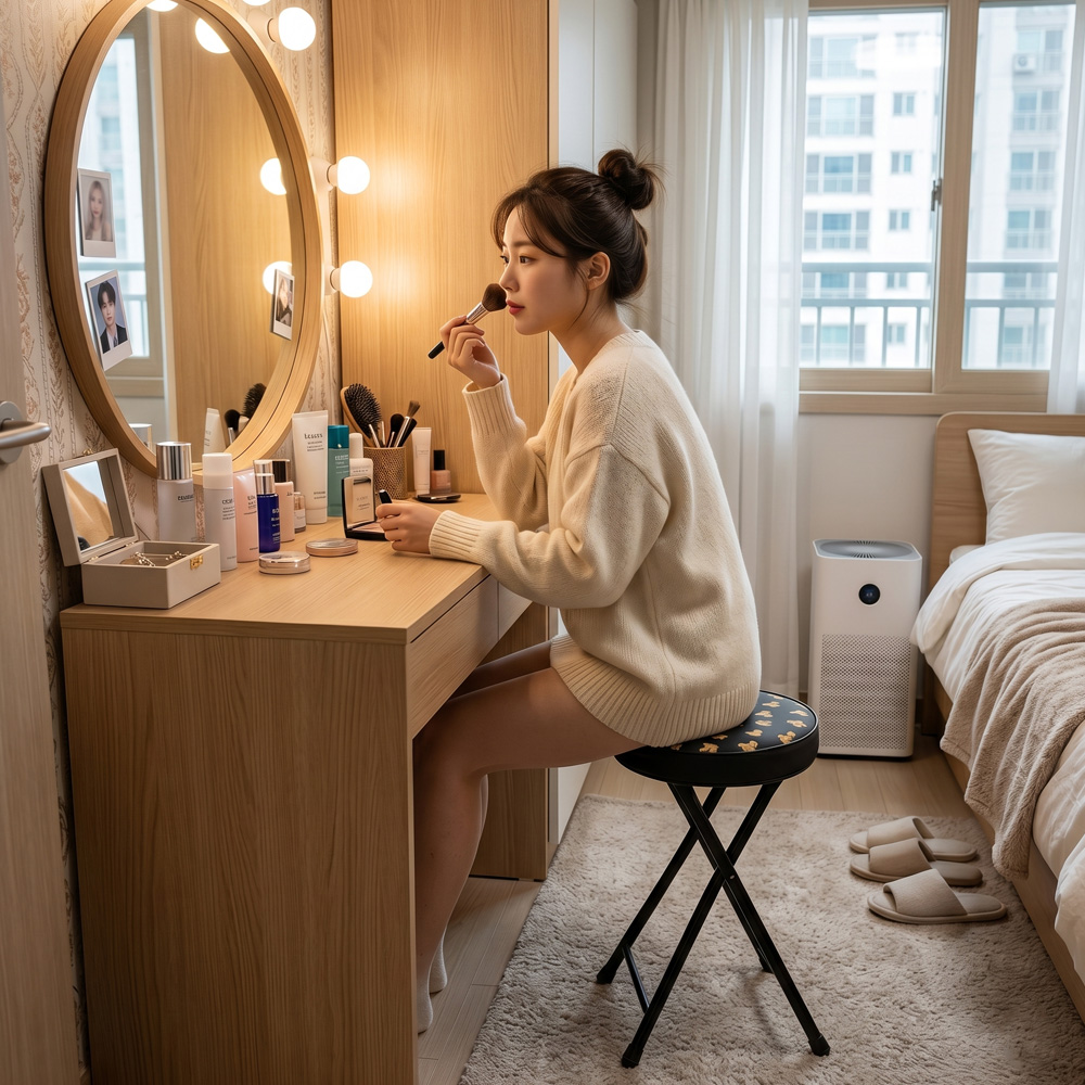 원형 쿠션 접이식 의자 간의 간이 스툴 접의자 곰돌이 - 상세 이미지 5