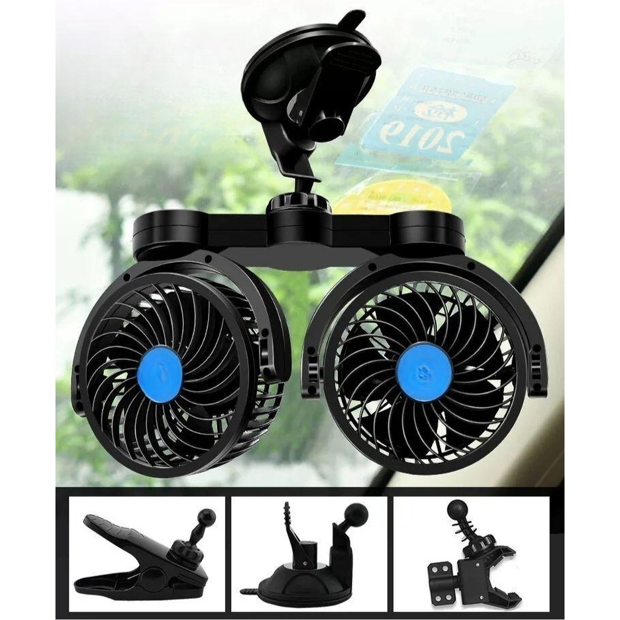 차량용선풍기 자동차 무소음 화물차용 클립 605E 1 12V더블 단 12V 집게형 써큘레이터 1 12V더블 집게형 605E - 상품 이미지