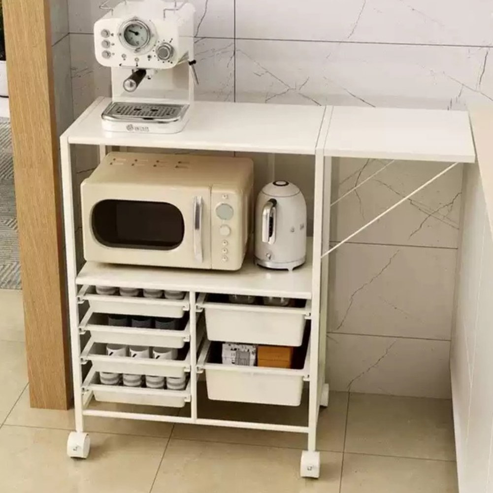 조리대 장 쿠킹 보조 달린 베이킹작업대 덤테이블 보조테이블 인테리어 테이블 1  심플한 테두리 수납장 고층간격 분리수납 - 상품 이미지
