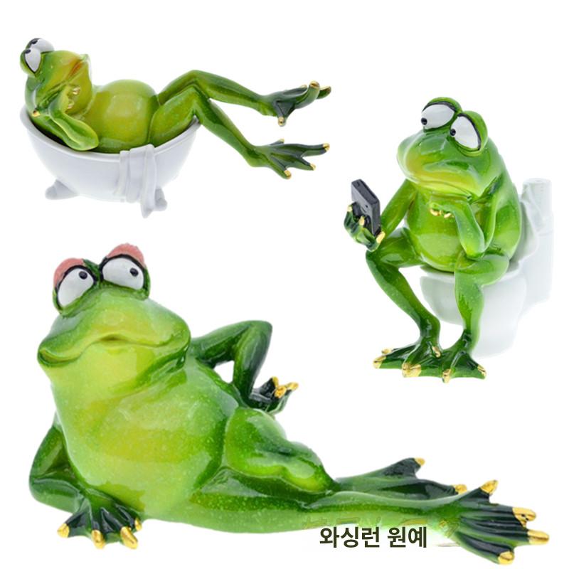 요가하는 개구리 장식품 연못 레트로 변기 위의 외로운 - 상세 이미지 3