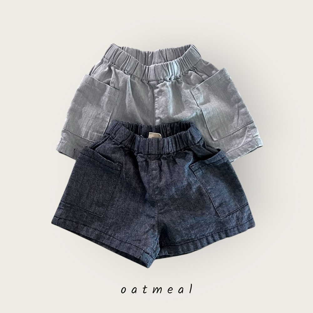 여름 포켓 데님반바지 청팬츠 XS-XL 오트밀 - 상세 이미지 4