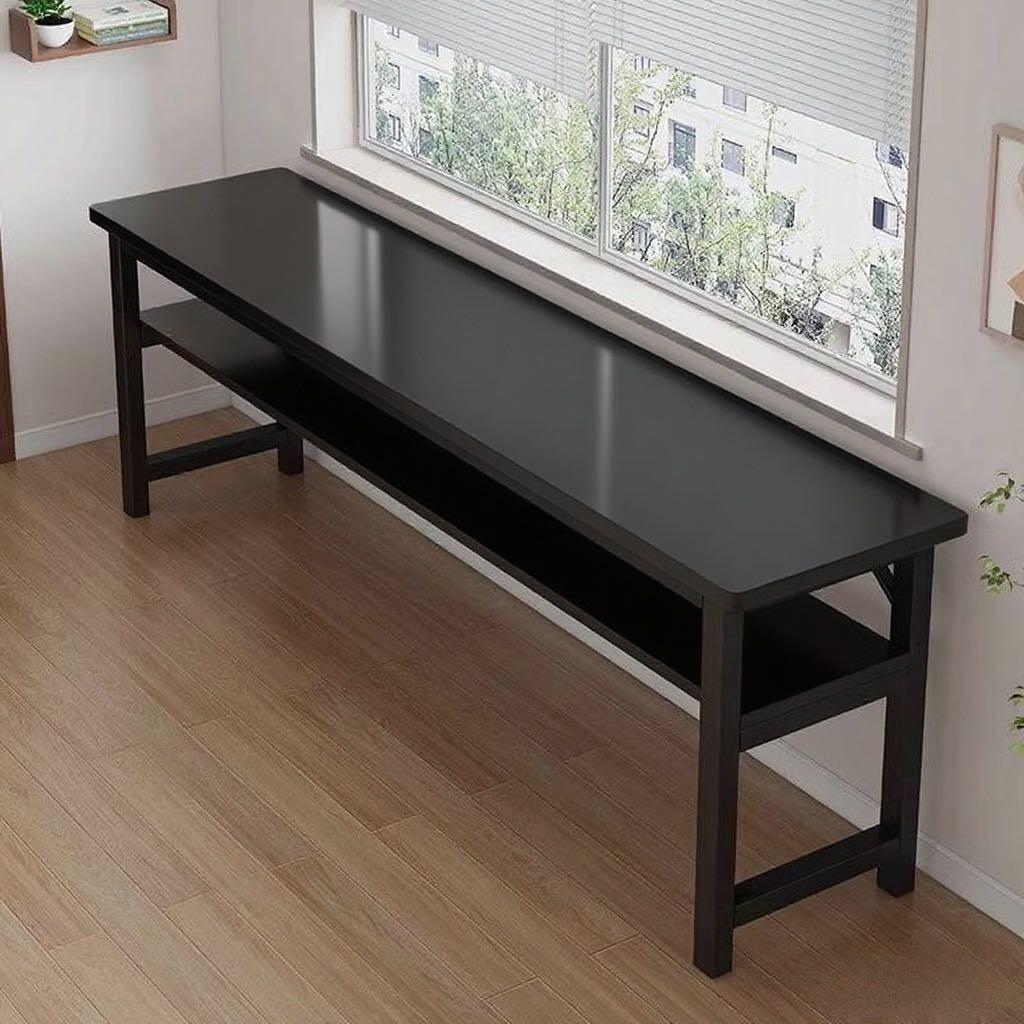 긴 창가 2인 직사각형 책상 사무실 테이블 카페 학습 단층 블랙윌로우 80cm - 상세 이미지 2