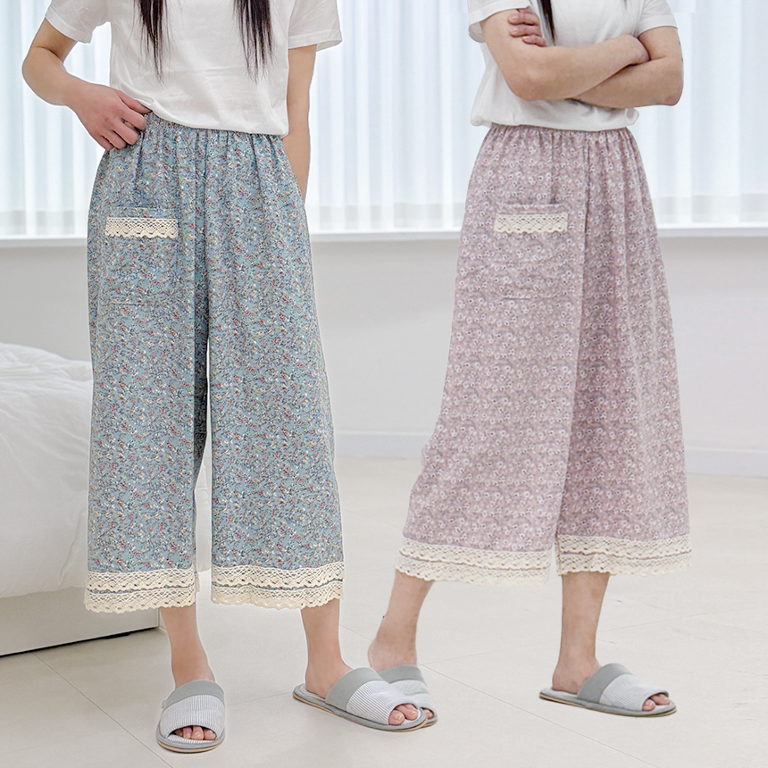 쾌적한 인조인견 8부 레이스 바지 6color - 상세 이미지 3