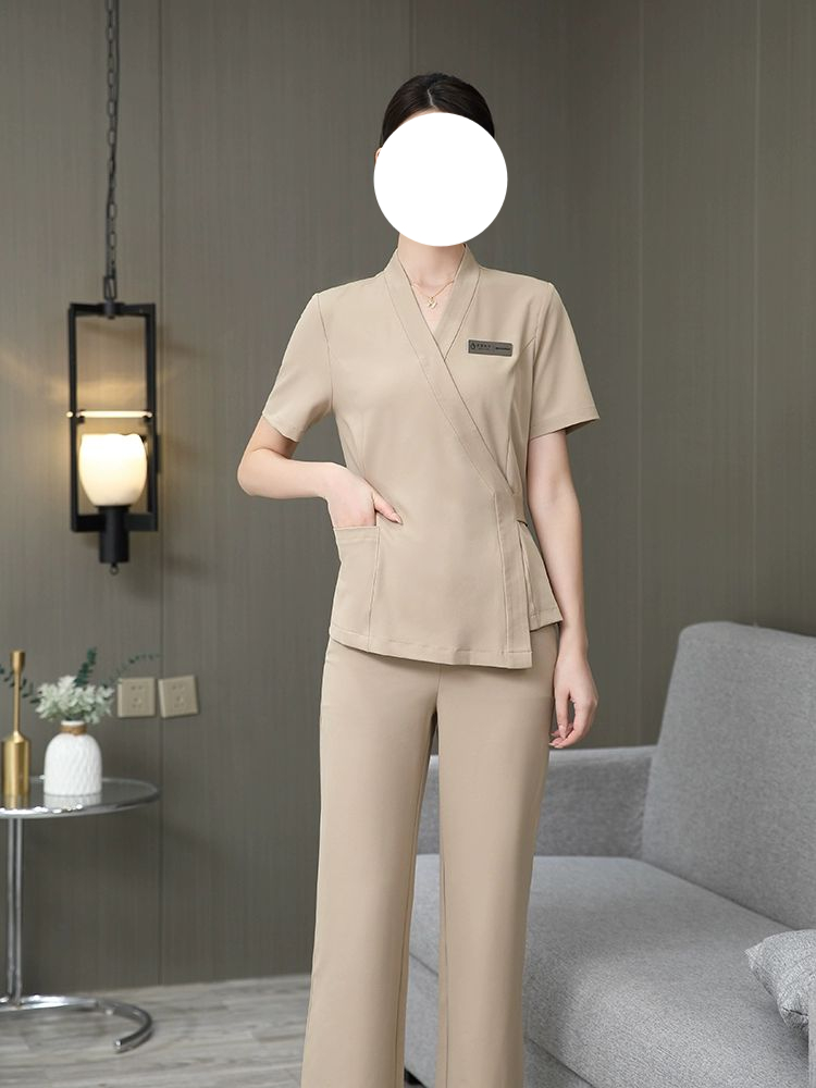고급 미용 유니폼 가운 옷 세트 에스테틱 피부관리사 블랙 미드슬리브 S - 상세 이미지 2