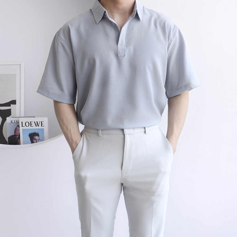 린넨오버핏셔츠 링클프리반팔셔츠 흰색와이셔츠 - 상품 이미지