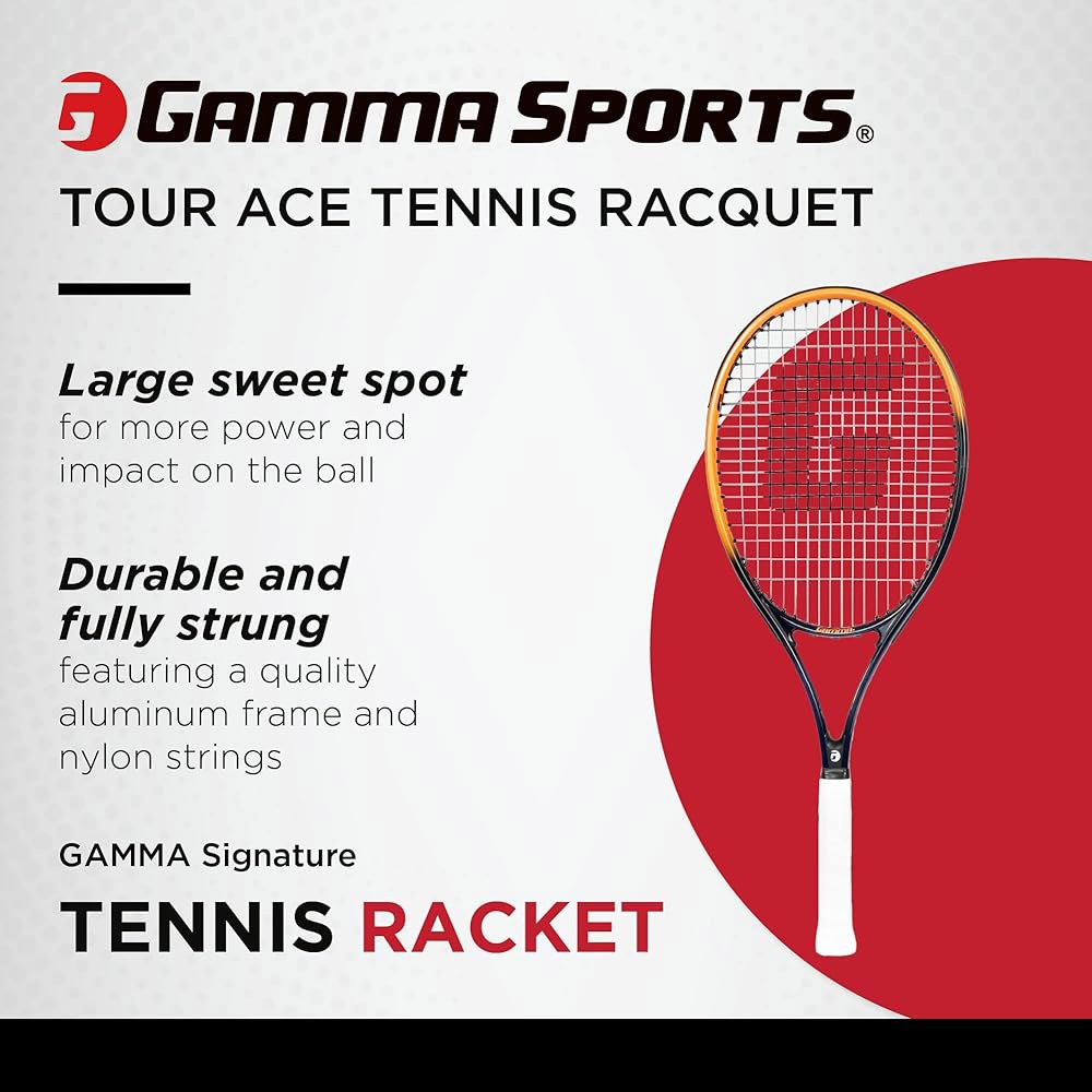 Gamma Sports Tour 에이스 테니스 라켓, 프리 스트렁 오렌지 성인용 68.6cm(27인치), Orange 4 1/4 - 상세 이미지 2