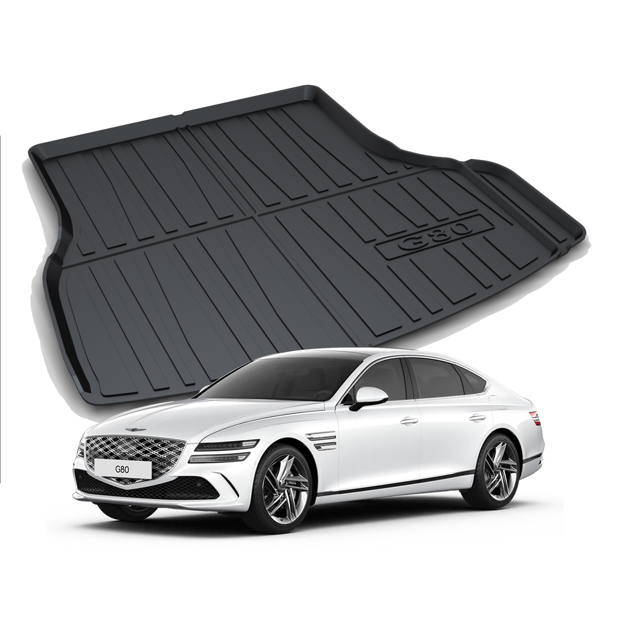 리얼핏 카본디자인 3D 논슬립 TPE 트렁크매트 제네시스 G80(26년신형), 트렁크 - 상품 이미지