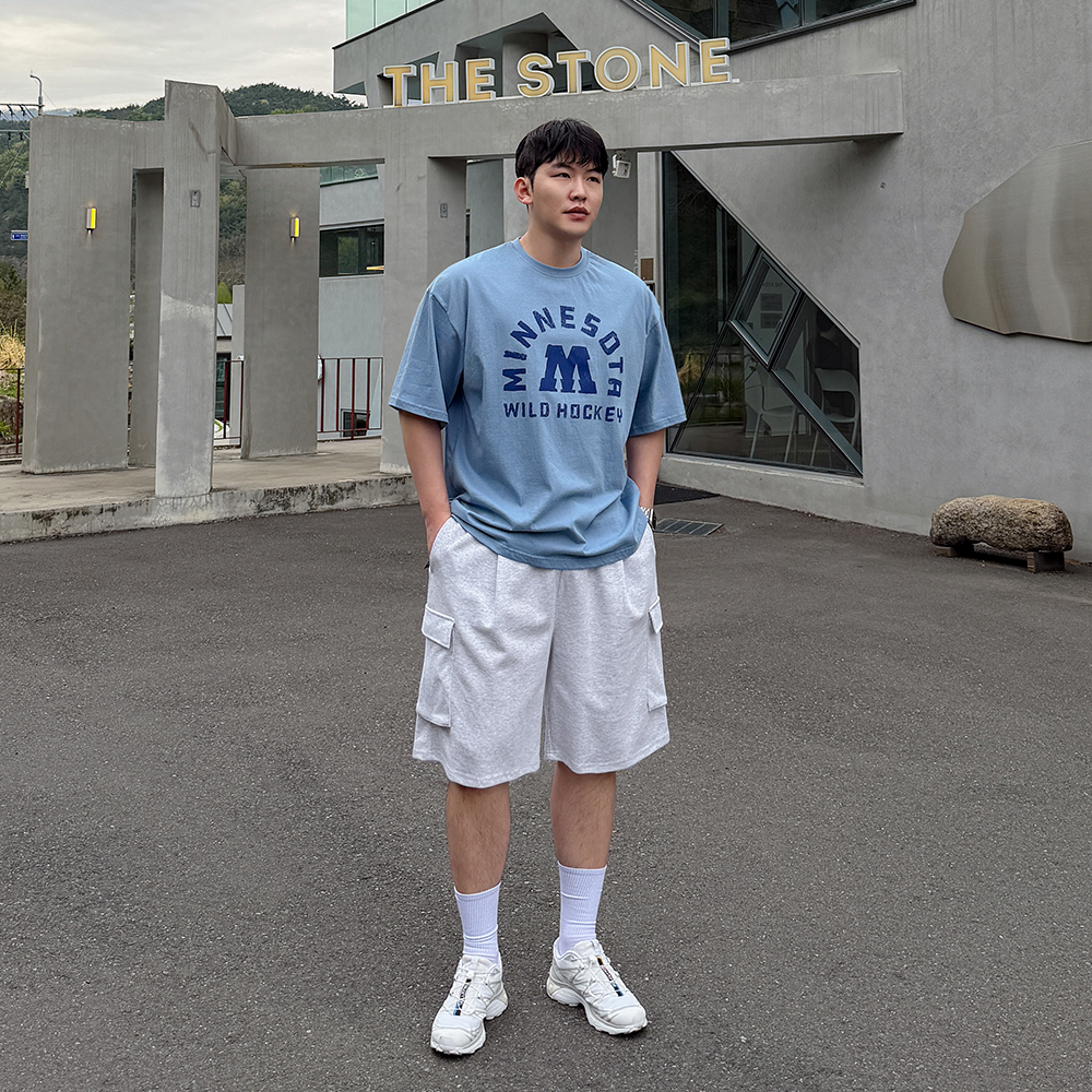 프린팅 오버핏 반팔티 빅사이즈 버뮤다 카고반바지 코디세트 이미지 7
