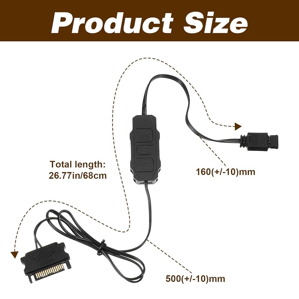 ARGB PC 팬 컨트롤러 키트, 5V 3PIN 컴퓨터 SATA 직접 공급 전원 RGB 팬, 라이트 스트립 플레이트용 다중 조명 모드 제어 - 상세 이미지 3