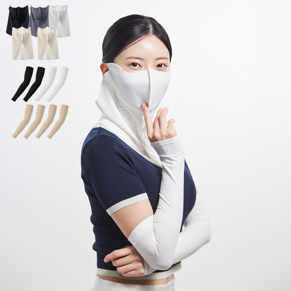 젠이스 아쿠아 마스크 쿨토시 세트 냉감 마스크 여름 팔토시 햇빛가리기 심리스 자외선 제품 이미지