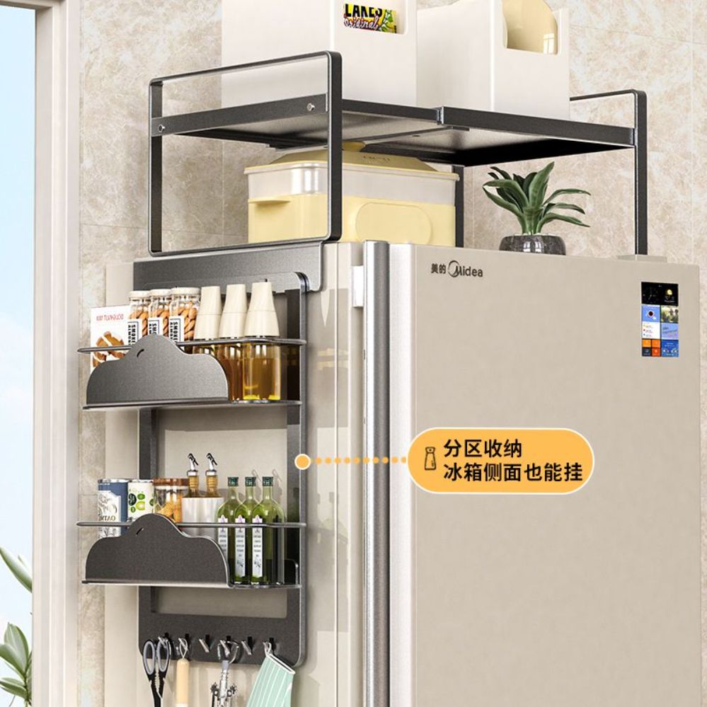 주방상부장 철제선반 반찬수납선반 김치보관 키큰 틈새장 조립식 주방작업대선반 수납장 팬트리장 치즈 화이트 마그네틱 - 상세 이미지 2