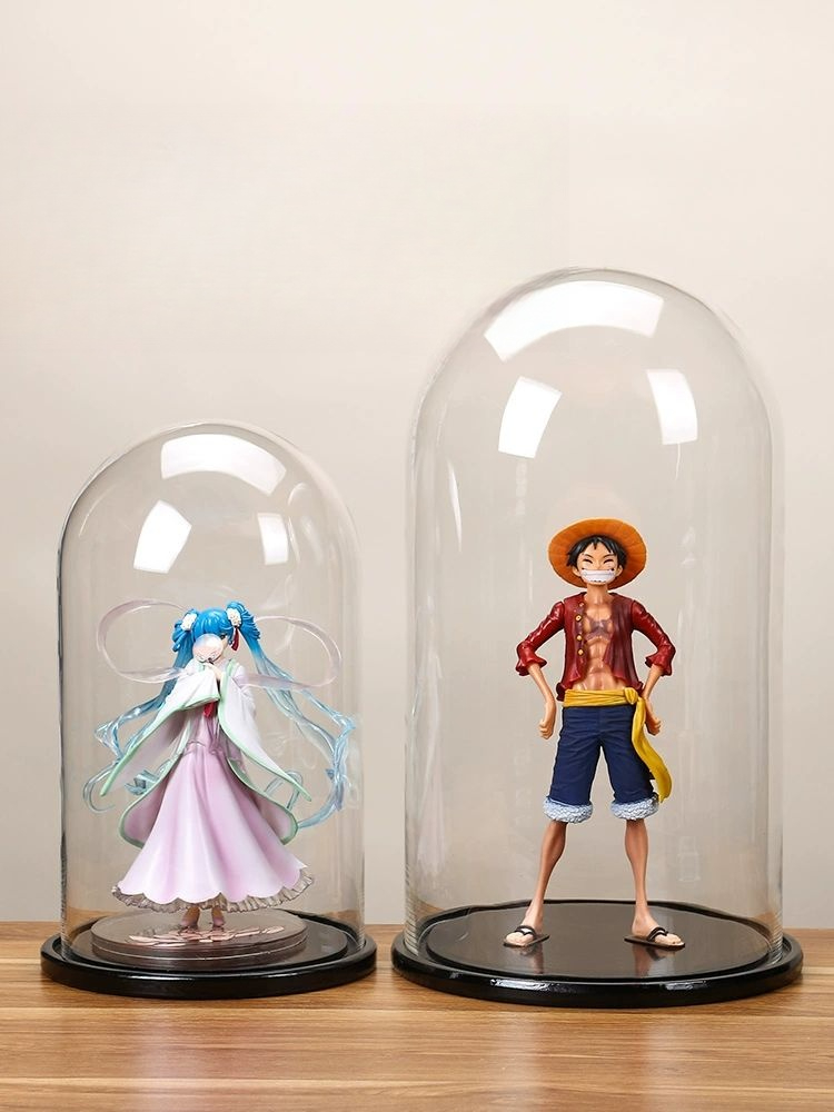 피규어 케이스 돔 투명 보관함 진열 아크릴케이스 외경 12x15cm 높이 블랙 바닥 - 상품 이미지