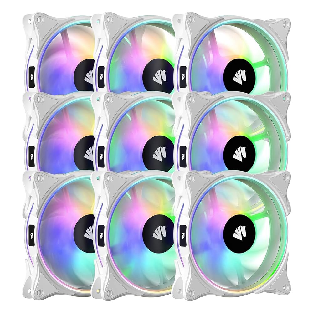 AsiaHorse FS-9002 Pro 120mm RGB 케이스 팬, 26 ARGB LED, 800-1800rpm PWM, 조용한 작동, 9팩(화이트), 4.72인치 x 0.98인 - 상품 이미지
