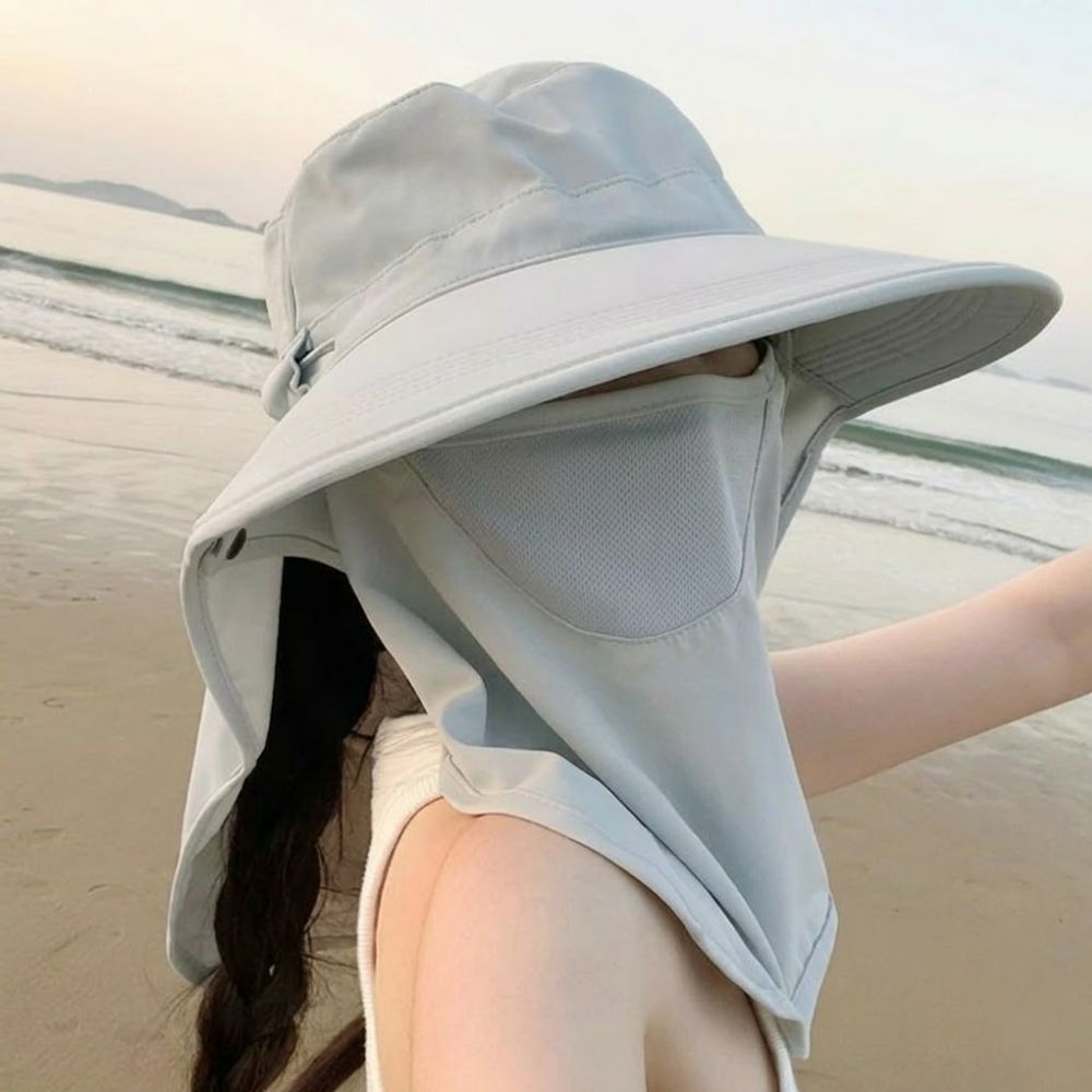 성인플랩캡 목가림모자 창큰모자 캐디 햇빛가리는 - 상세 이미지 3