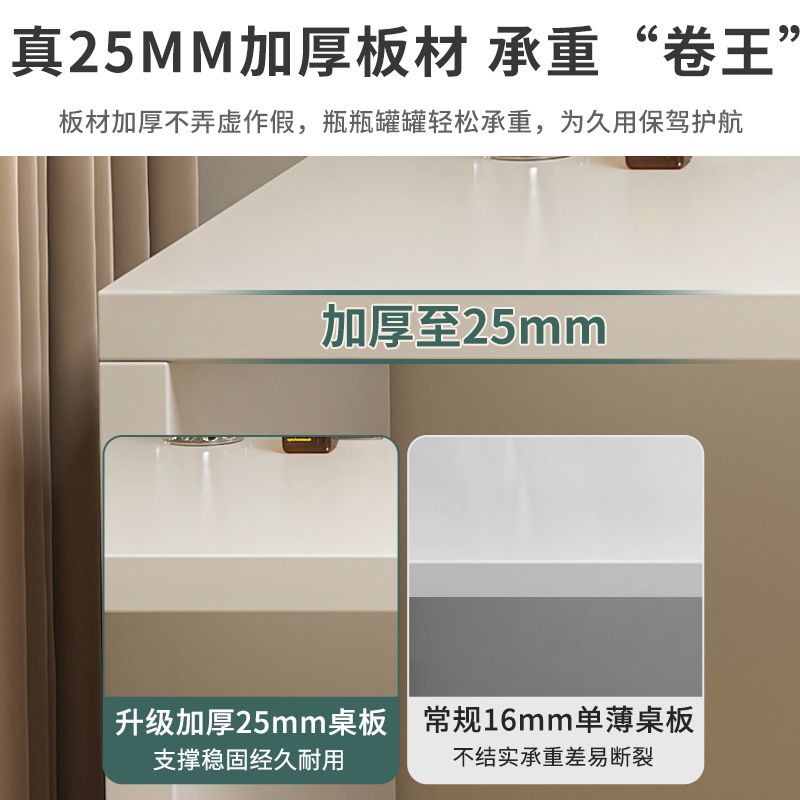 자화장대 수납거울 책상 원목 서랍장 전신거울 거울포함 수납장 기역자 확장형 콘솔 세트 틈새 80cm x 100cm 검정+흰색 직접 설치 - 상세 이미지 5