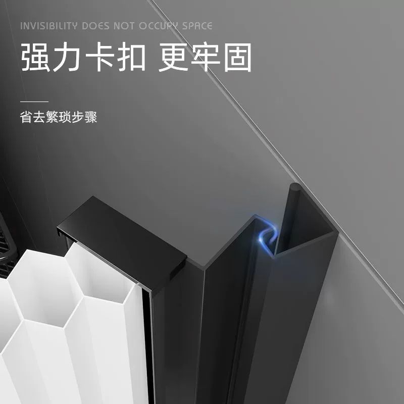 무타공 욕실파티션 샤워 방수 PVC 상호결합형 검정테두리 벽거리 0-100 폭x180 높이 - 상세 이미지 5