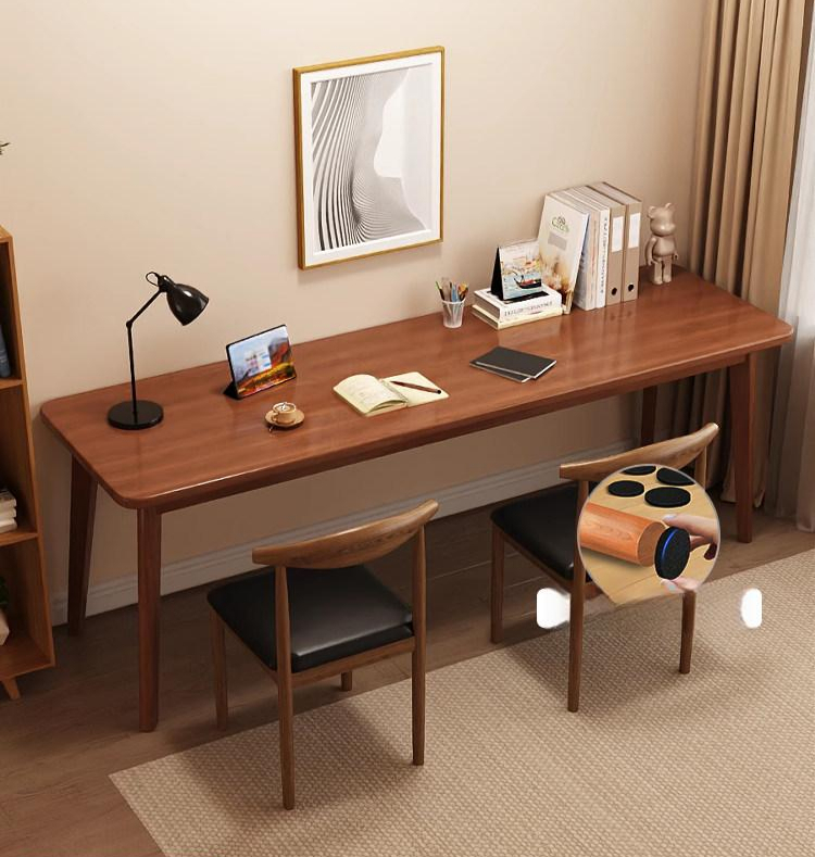 창가테이블 좁고 긴 거실 공부 선반 1800 책상 스탠다드 월넛 140x50x75 2인용 - 상품 이미지