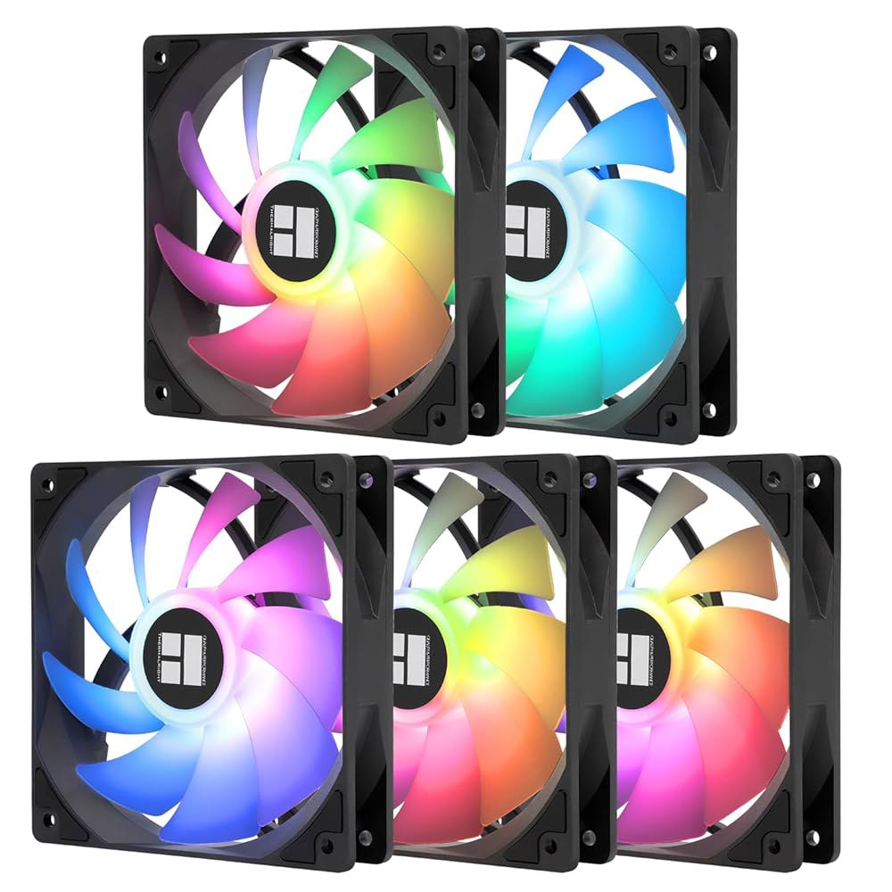 Thermalright 5팩 TL-C12C-S CPU 팬 120mm ARGB 케이스 쿨러 팬, 4핀 PWM 사일런트 컴퓨터 S-FDB 베어링 포함, 최대 1550RPM 냉각 5 - 상품 이미지