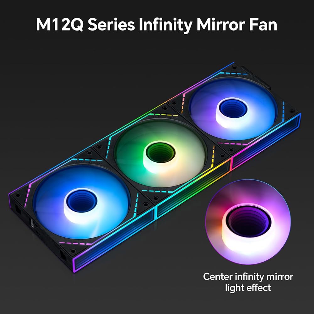 써멀라이트 TL-M12Q-S X3 120mm PC 케이스 팬, PWM ARGB 2000RPM 고풍량, 데이지 체인, 인피니티 미러 조명, 3팩 Black TL-M12Q-SX3 - 상세 이미지 2
