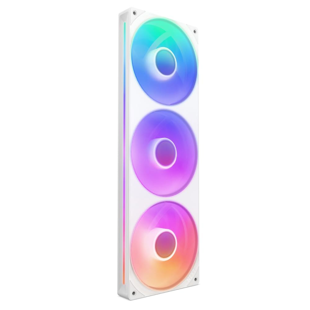 NZXT F360 RGB 코어 - 360mm 단일 프레임 팬 유닛, 3 x 120mm 포함 속도 및 조명 제어 높은 정압 공기 흐름 유체 다이내믹 베어링 팬당 8개의 aRGB LE - 상품 이미지