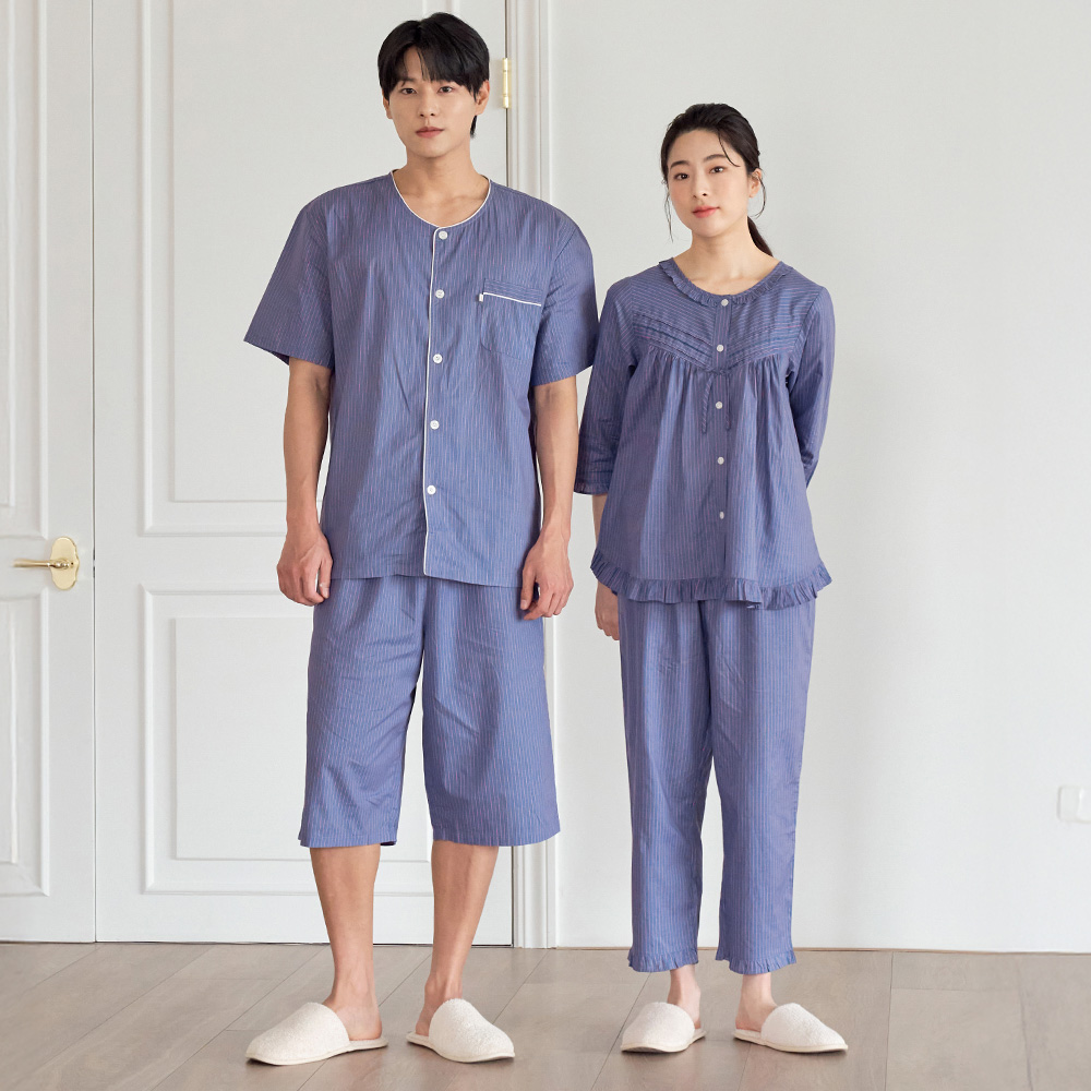 진퍼플ST 순면 빅사이즈 커플 잠옷 파자마 세트 이미지 3