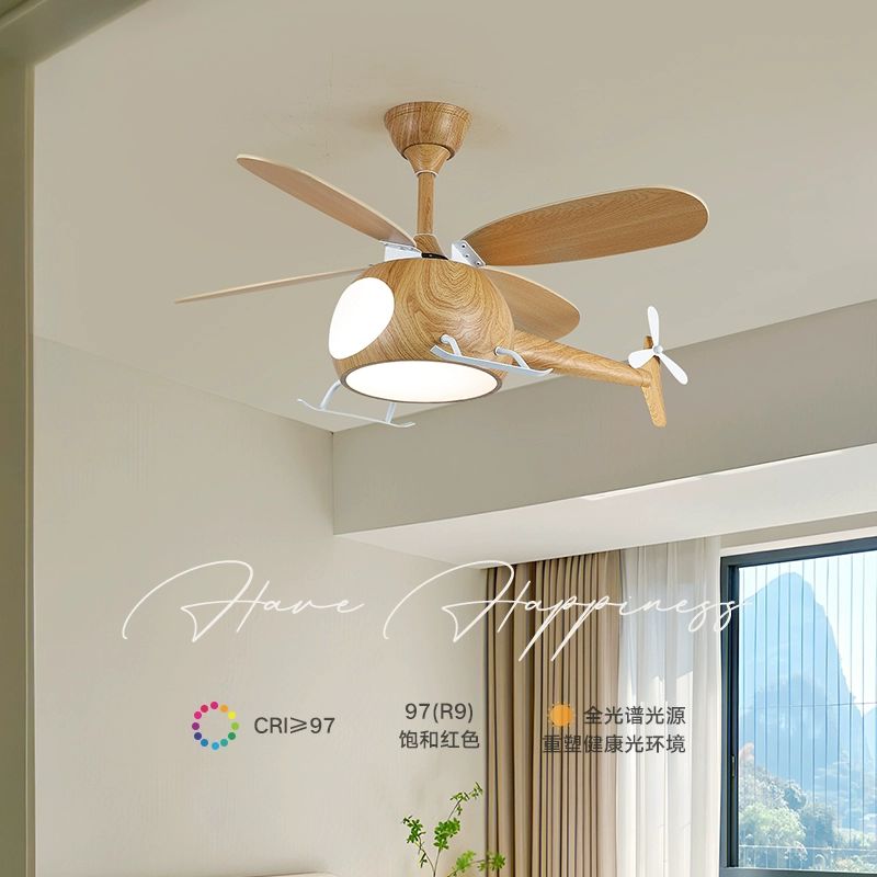 실링팬 조명 작은 아이 방 저소음 LED 리모컨 원목색 변주 리모컨형 - 상세 이미지 5