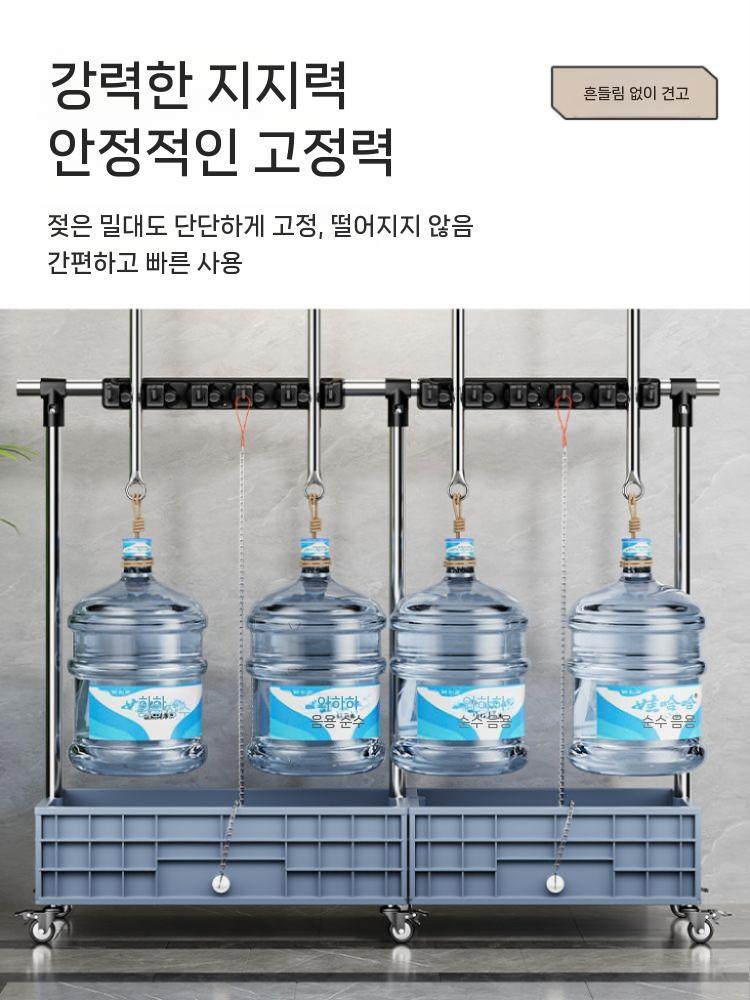 마대걸레 사무실 세척통 마포 물걸레 대형 막대걸레 업소용 밀대걸레 청소도구 학교 바닥 리필 모바일 걸레 랙-5 견인 6 후크 - 상세 이미지 5