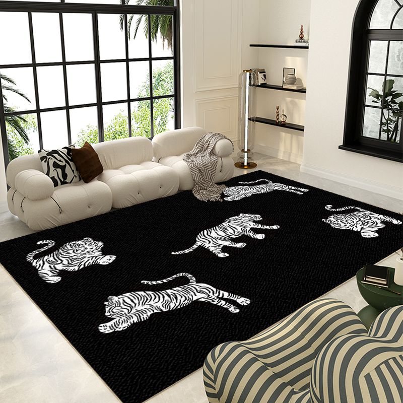 호랑이 카펫 사각 러그 거실 카페트 대형 백호 중고 꽃표범 100x140cm 둥글고 부드러운 소재 - 상세 이미지 3