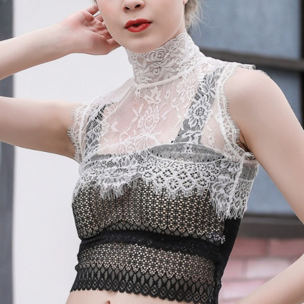 페이크넥카라 페이크넥 블라우스 목 여성 넥 케이프 니트 레이스 목블라우스 셔츠카라 이너 - 상세 이미지 2