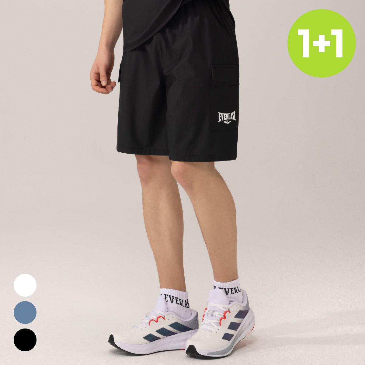 1+1 에버라스트 남자 스트라이프 5부 카고팬츠 여름 반바지 - 상품 이미지