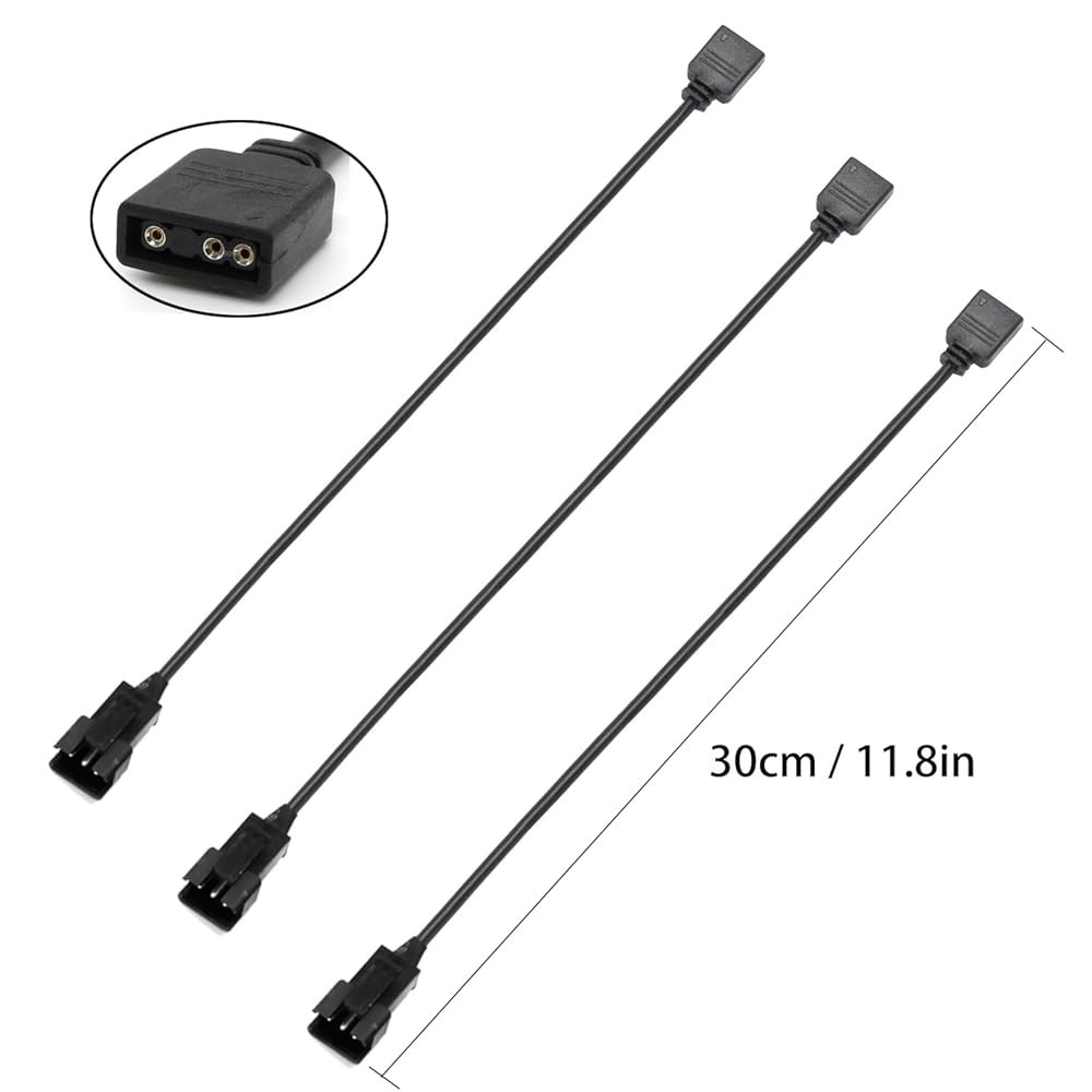 (3팩) ARGB 확장 케이블, 5V 3핀 대 JST SM 남성 어댑터 주소 지정 가능한 RGB 1대 1 11.8인치 1 Argb Splitter Cable 3pc - 상세 이미지 3