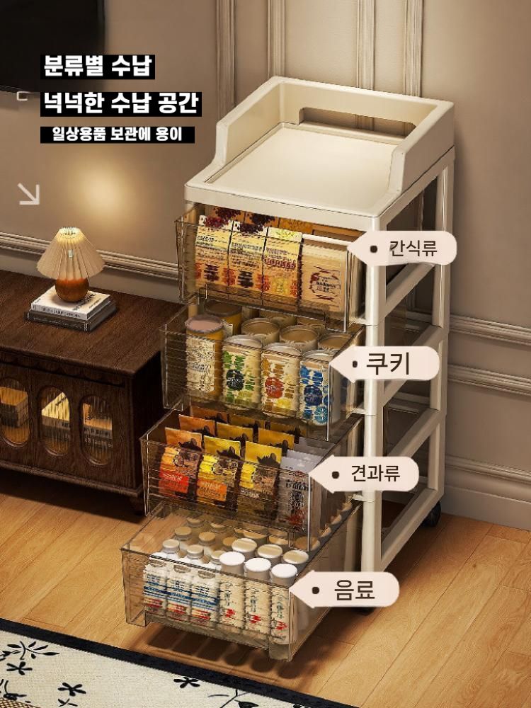 틈새수납장 이동식 서랍장 4단 팔걸이(3단 1단) 도르래 - 상세 이미지 5