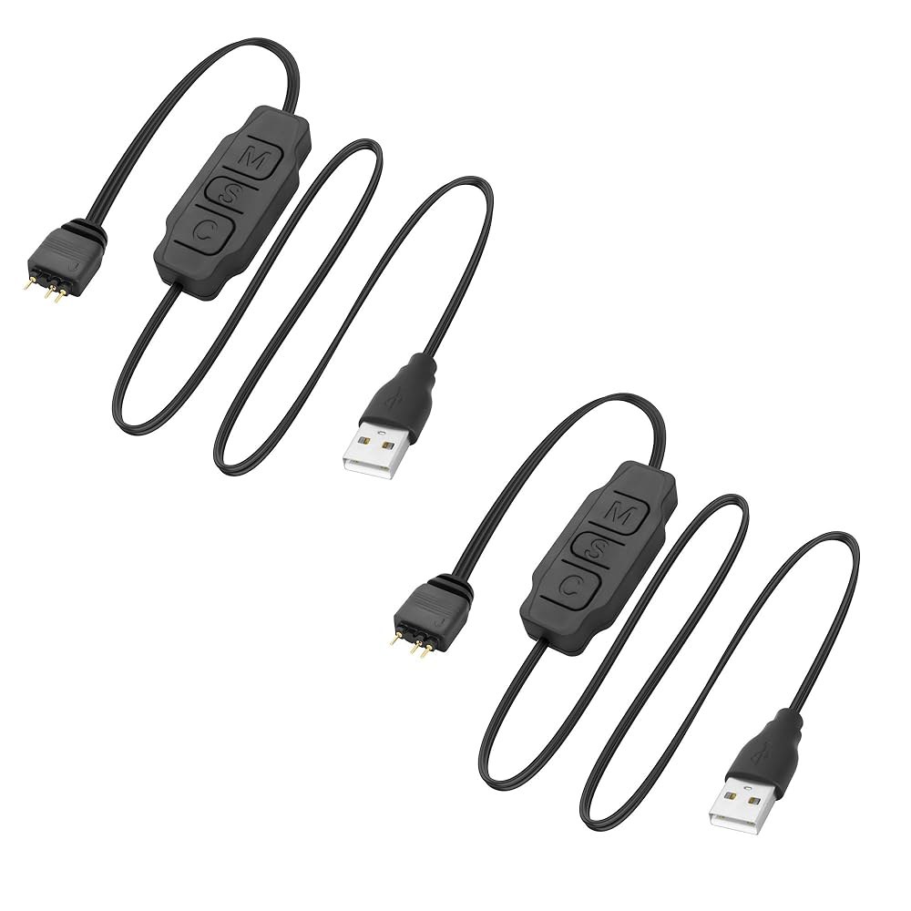 XMSJSIY 5V 3핀 ARGB 컨트롤러 USB 전원 공급 RGB PC 팬 LED 라이트 스트립 케이블 - 2PCS - 상품 이미지