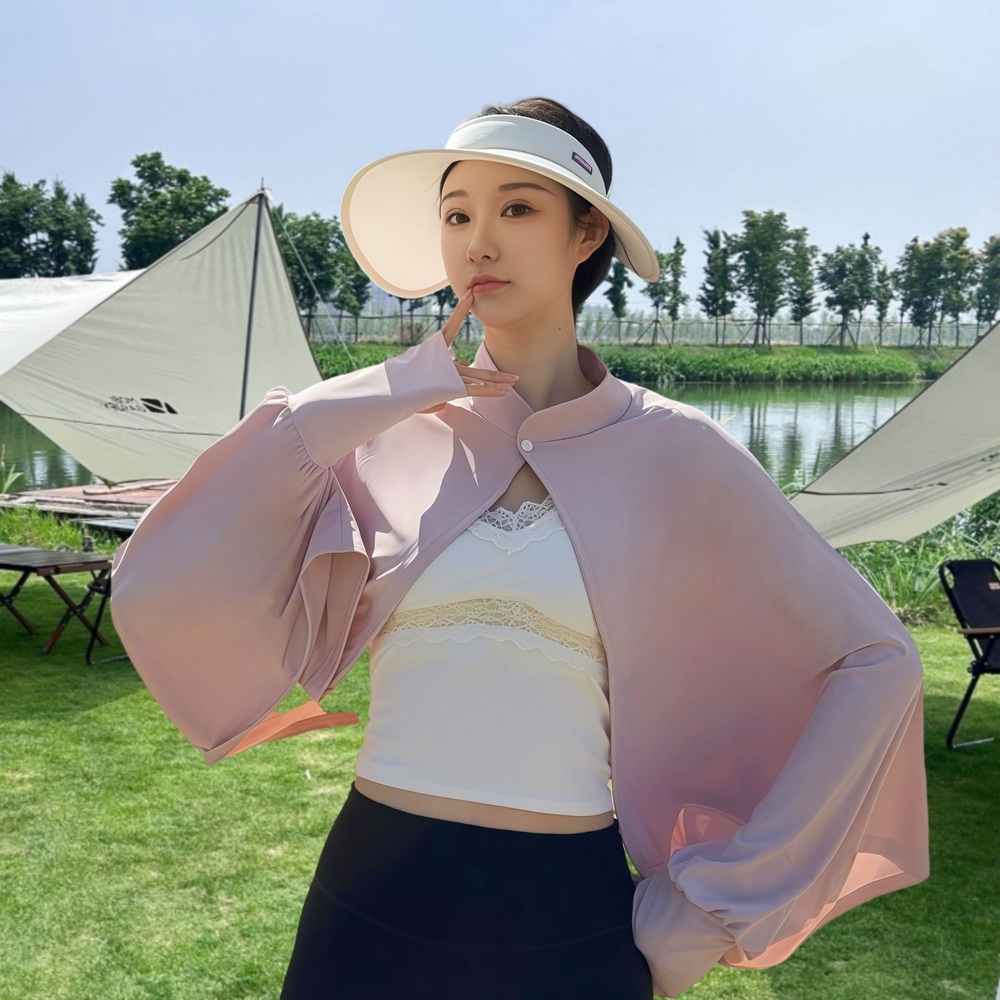 여성 여름 UV차단 후드 볼레로 냉감 크롭 가디건 - 상세 이미지 4