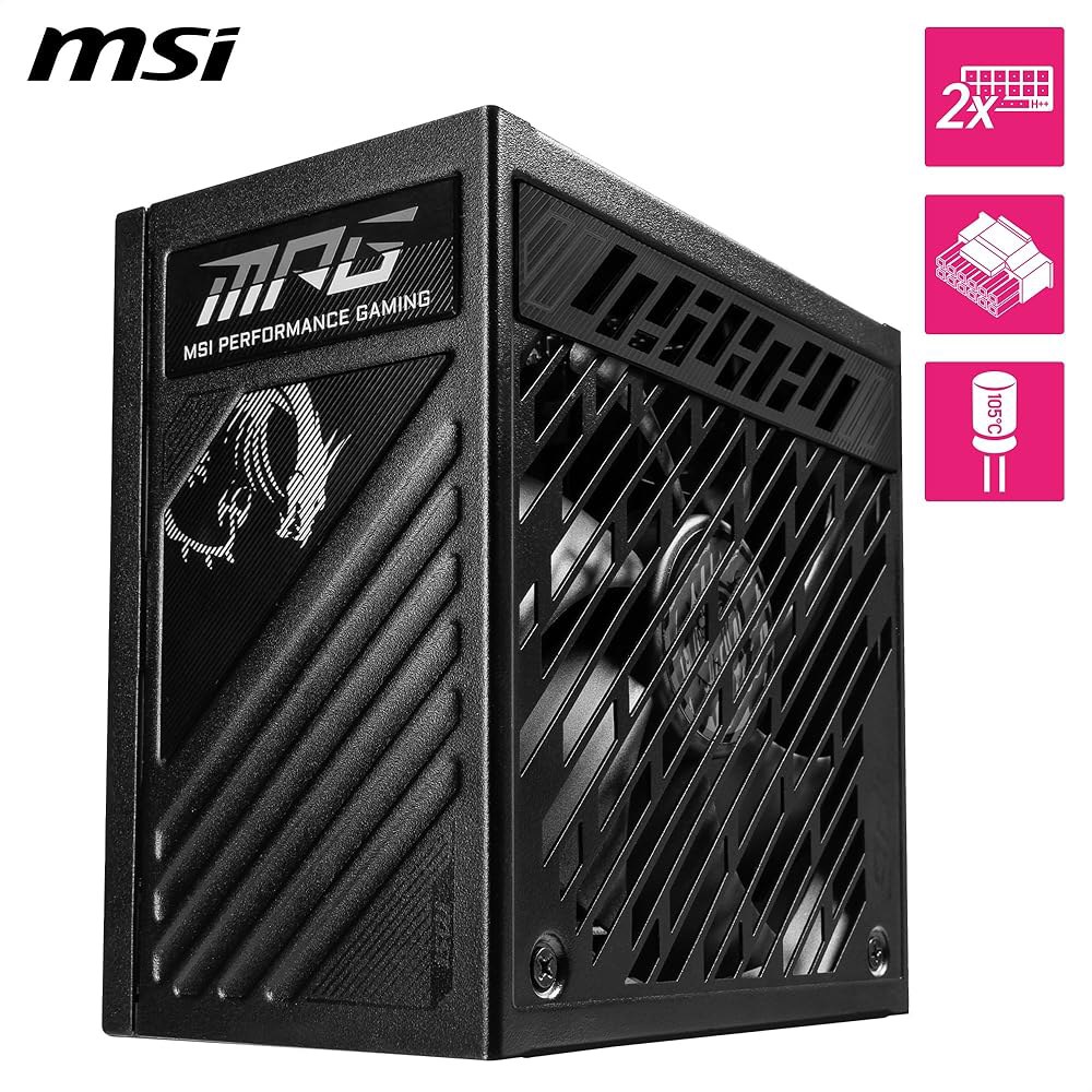 MSI MPG A850GS PCIE5, 완전 모듈형 게이밍 850W 전원 공급 장치, 80+ 골드, 듀얼 12V-2x6 케이블, 서버급 커패시터, ATX 3.1 및 PCIe 5.1 - 상세 이미지 2