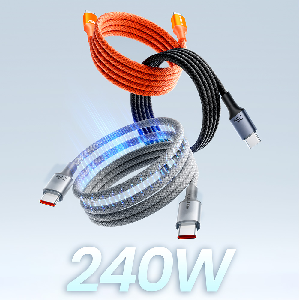 벤션 마그네틱 240W PD3.1 C to C타입 고속충전케이블 TSA 티타늄, 1개, 1.5m - 상세 이미지 2