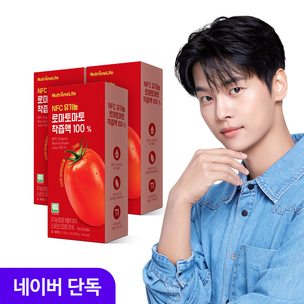뉴트리원 NFC 유기농 로마 토마토 착즙액 100% 라이코펜 주스 14포, 3개 - 상품 이미지