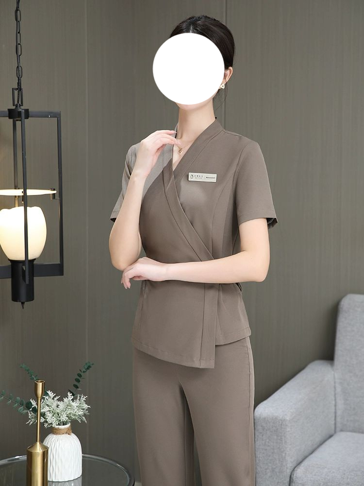 고급 미용 유니폼 가운 옷 세트 에스테틱 피부관리사 블랙 미드슬리브 S - 상세 이미지 3
