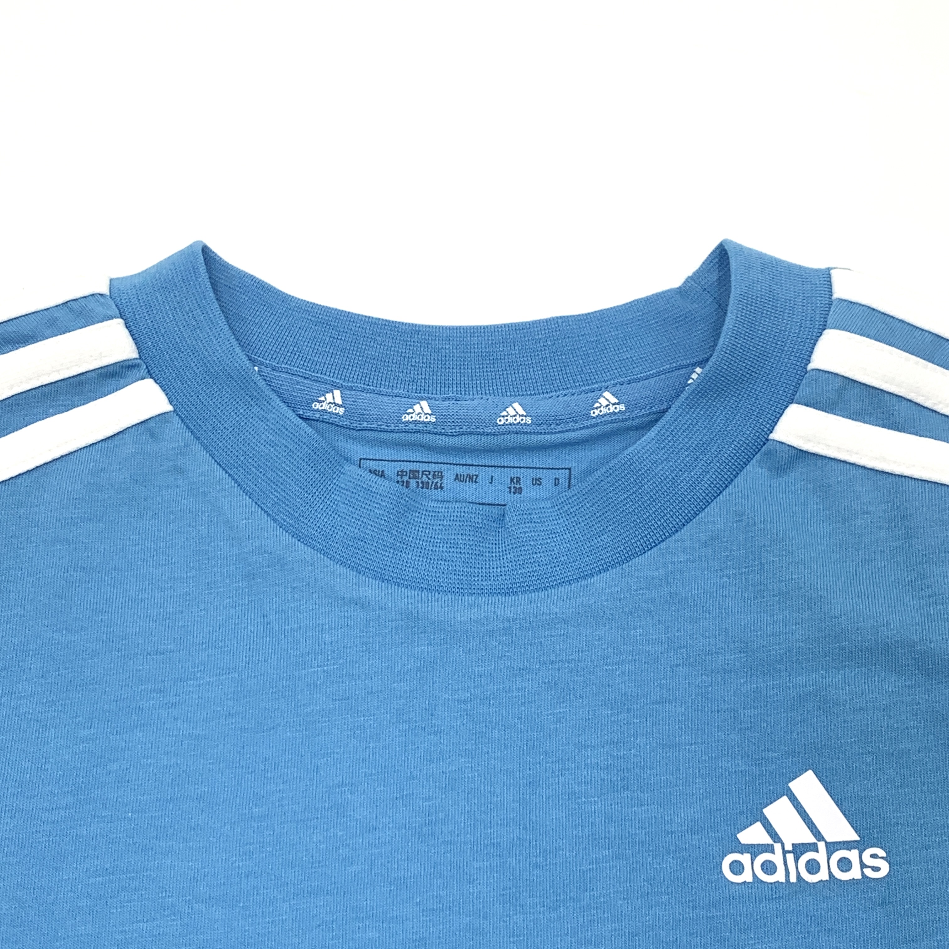 [국내매장판] 아디다스 키즈 반팔티 주니어 어린이 여름 면 에센셜 삼선 티셔츠 아쿠아블루, 130 이미지 8