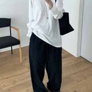 [일부당일] 애니 밴딩팬츠 데일리 일자 와이드바지 웨어링무드 (4c) 착용 후기 | 사이즈/핏 총정리 - 상품 이미지 3