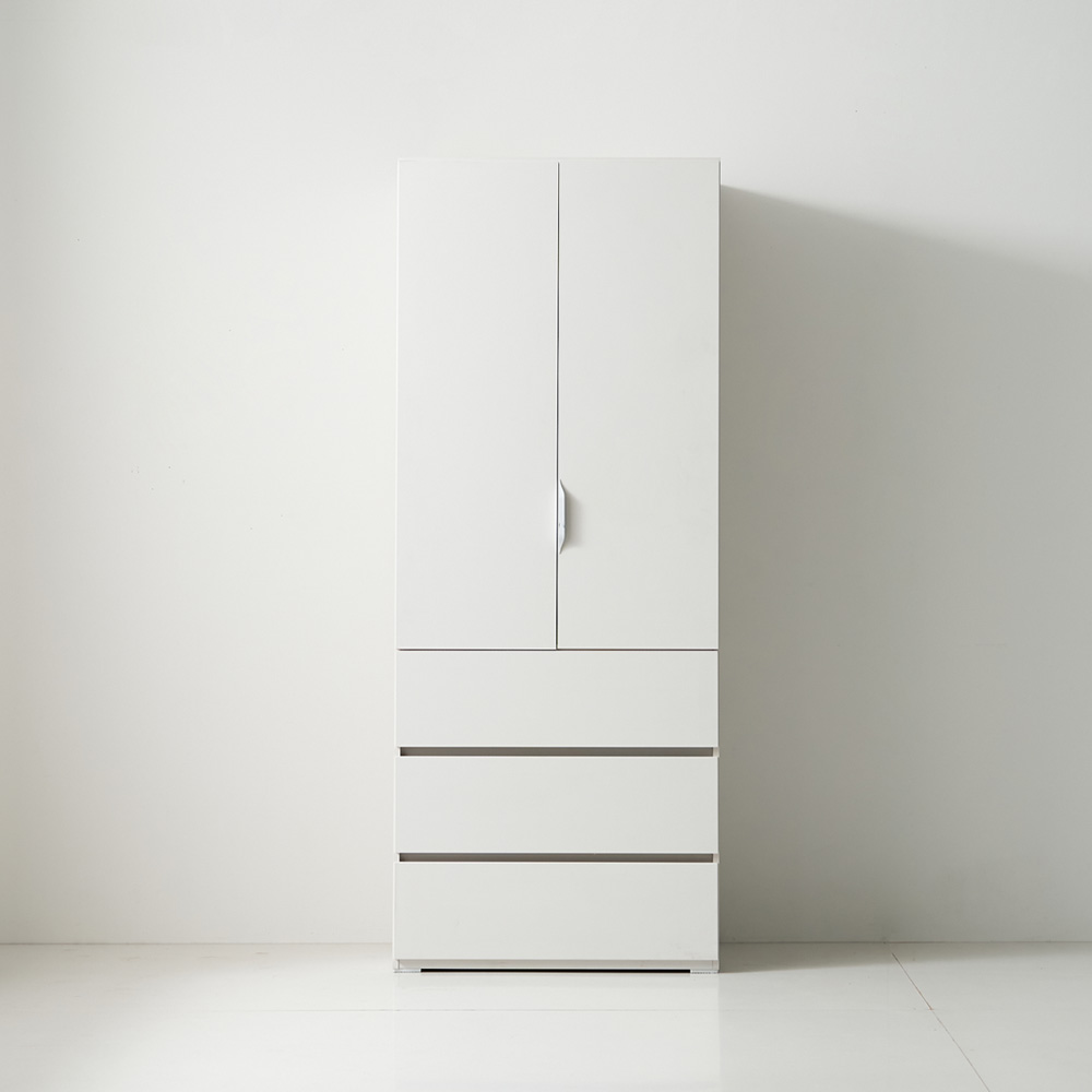 따숨 모듈 옷장 안방 드레스룸 키큰 이불장농 800x605x2000mm, 3단서랍형, 화이트 - 상품 이미지