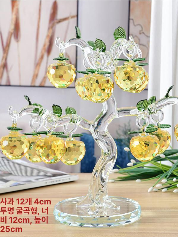 크리스탈 사과 장 소품 돈들어오는 무 나무 빨간 장식 카페 투명 공 하트 여섯 - 상세 이미지 3