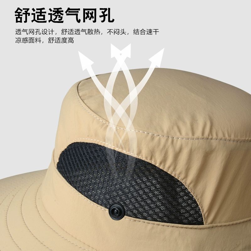 자이언트 그늘막 메쉬 자외선차단 캠핑 사파리 등산 모자 벙거지 썬캡 C020 블랙 14cm 챙 M 56-58cm 소장시아이스슬리브증정 - 상세 이미지 5