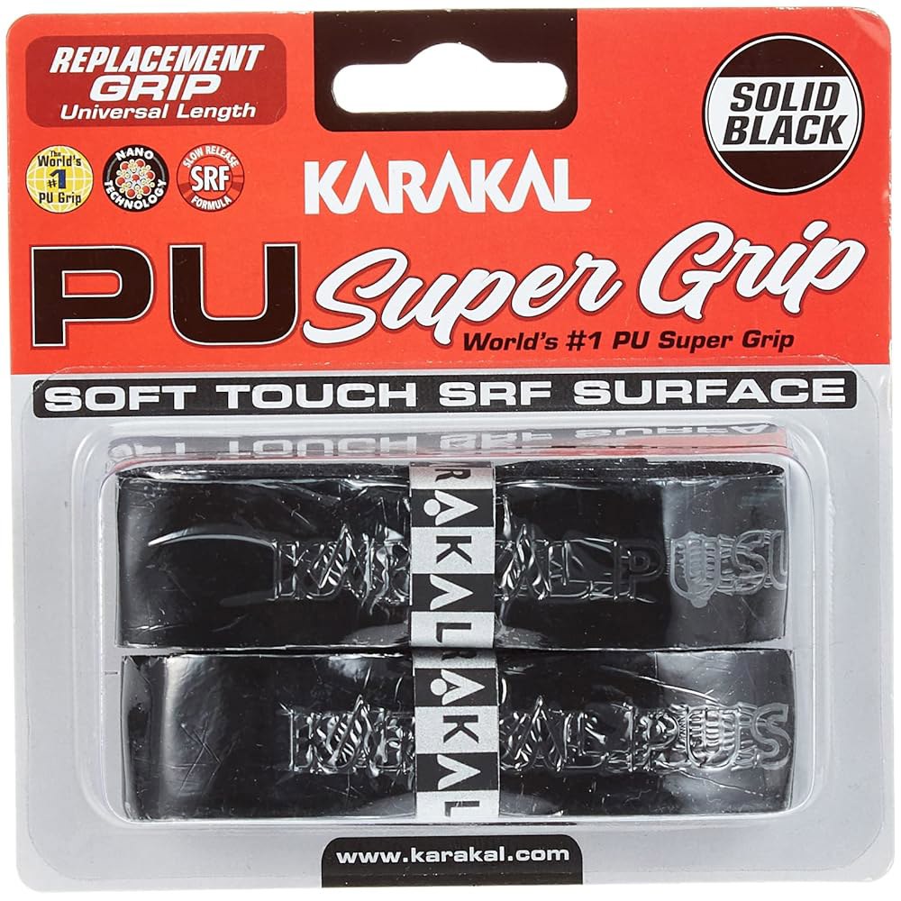 Karakal PU Supergrip 교체용 라켓 그립 2개 (블랙) - 테니스/배드민턴/스쿼시 - 상품 이미지